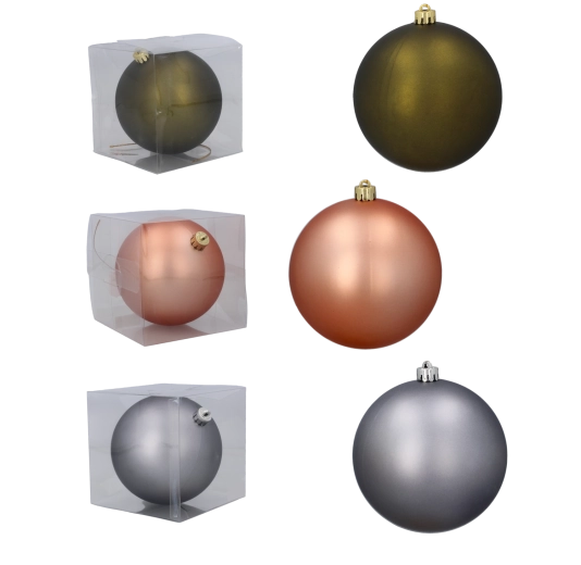 Mat juletræskugle 12 cm – oliven, kobber eller grafit