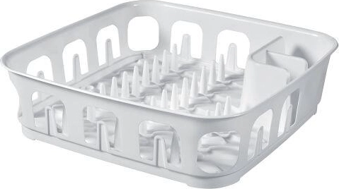 Kvadratisk opvaskestativ 39 × 39 × 10 cm, hvid plast