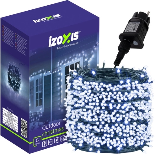 Udendørs jule LED-lyskæde Izoxis 500 LED 35 m kold hvid IP44, 8 tilstande