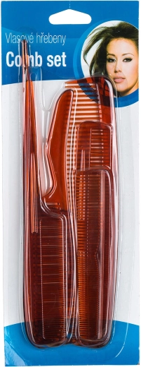 Sæt med plastkamme til håret, 6 stk., brun