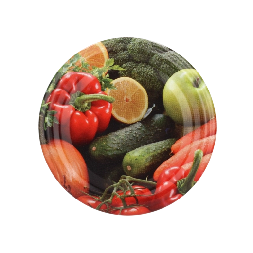 Metal låg til henkogningsglas Twist-off 82 mm med grøntsagsmotiv, 6 greb