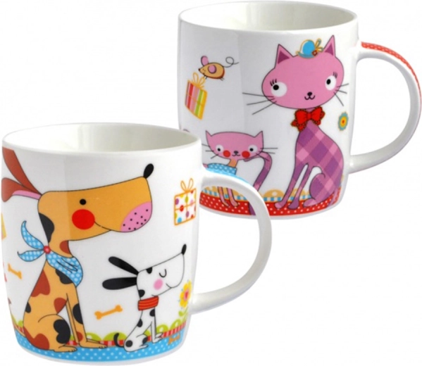 Keramisk krus med motiv af kat eller hund 390 ml