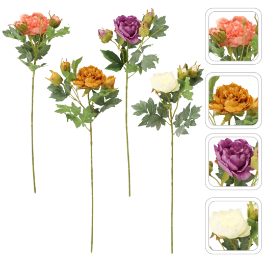 Kunstig gren med pæoner, mix af farver