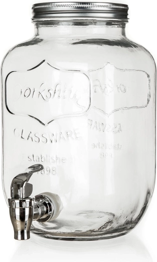 Glasdispenser til drikkevarer 4 l med hane og metal låg BRISA