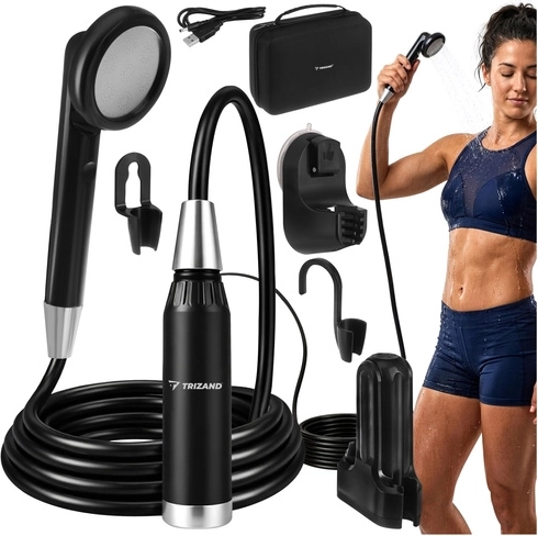 Bærbar campshower TRIZAND med pumpe og USB-opladning