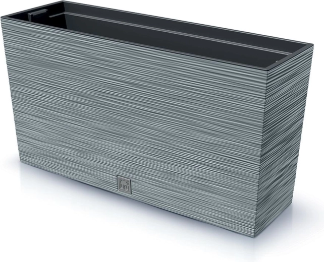 Plastisk rillet altankasse med indsats 77 cm, betongrå