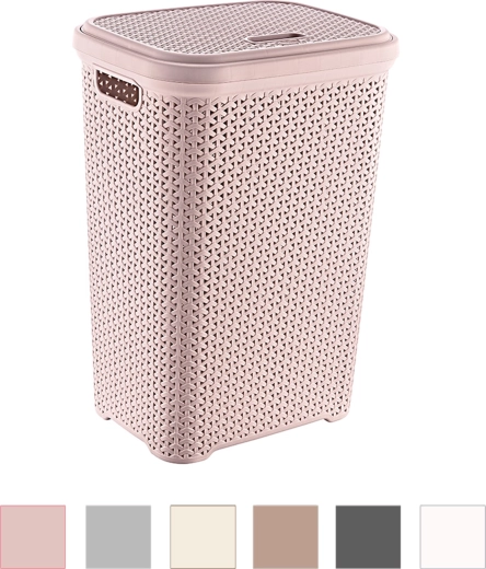 Vasketøjskurv i rattanlook med låg 55 l