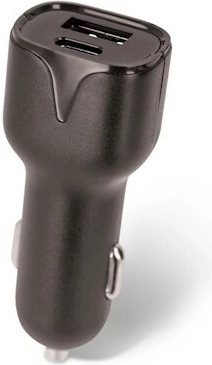 Setty USB biloplader med USB og USB‑C 2,4 A, sort