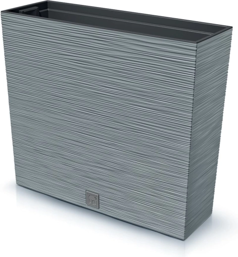 Plastisk rillet altankasse med indsats 58 cm – betongrå