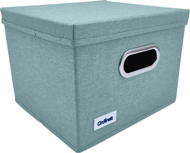 Tekstilopbevaringsboks med låg, mint 28,5 × 25,5 × 20,5 cm