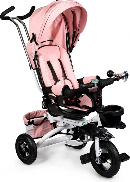 Ecotoys deluxe børnetrehjulet cykel med 360° drejeligt sæde og kaleche – pink
