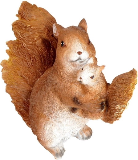 Vilde havefigur egern med unge 15 × 8 × 15 cm
