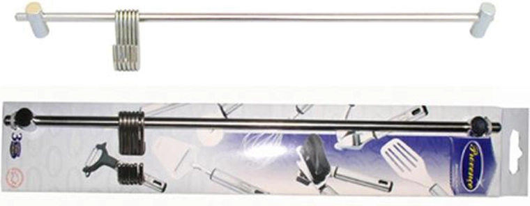 Rustfri, vægmonteret stang med 6 kroge, 40 cm