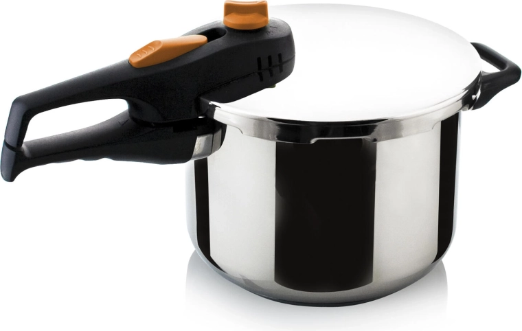 Sæt af trykkogere i rustfrit stål ADAGIO 4 l + 6 l med orange drejeknap