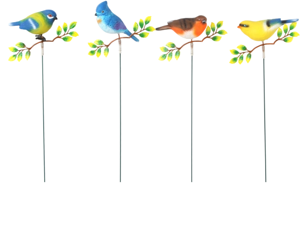 Havepynt på pind – fugl på gren, 69 cm