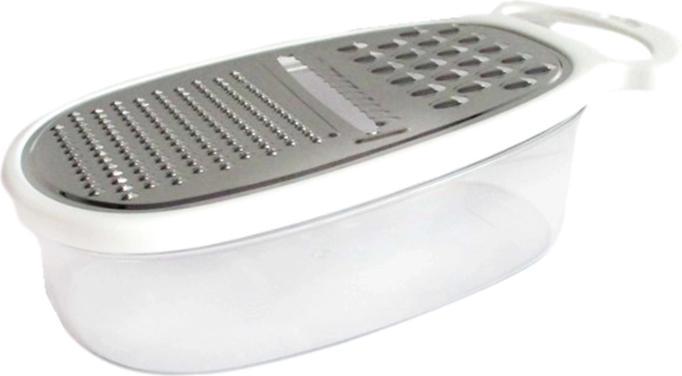 Køkkenrivejern i rustfrit stål med plastgreb, hvidt