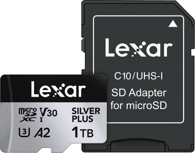 Lexar Silver Plus microSDXC 1 TB-hukommelseskort med SD-adapter