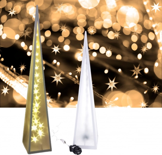 Pyramide med roterende LED-stjerner 13×13×60 cm