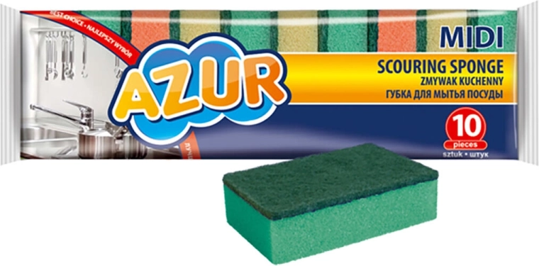 Opvaskesvampe MIDI, farvemix, 10 stk