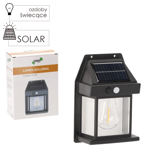 Solcelledrevet vægmonteret LED-lampe med bevægelses- og skumringssensor