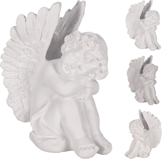 Siddende dekoration engel hvid 10 cm - 1 stk.