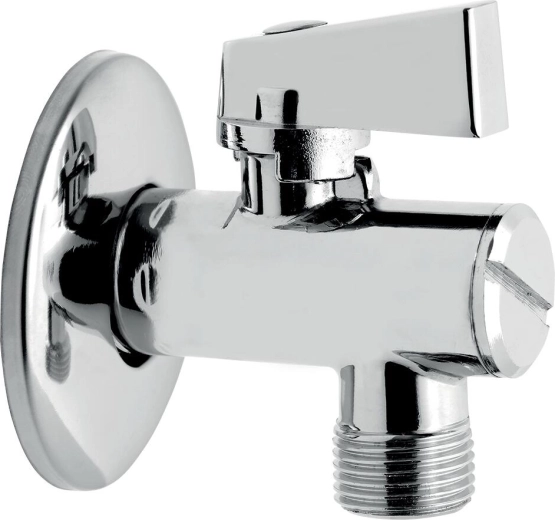Vinkelventil med filter og metalhåndtag 1/2" x 3/8", krom