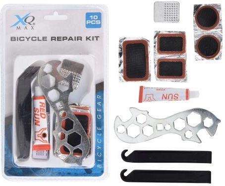 Reparationssæt til slanger og cykelnøgler, 10 dele