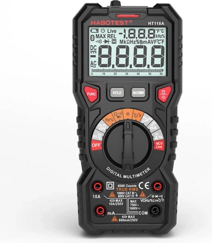 Digitalt multimeter med lommelygtefunktion habotest ht118a true rms og ncv