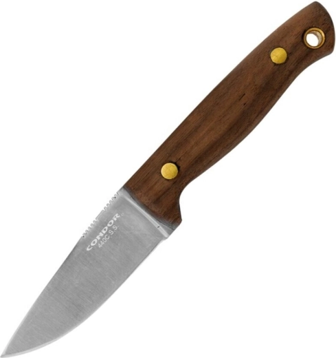Condor Mayflower outdoor-kniv 7,8 cm, valnøddetræ, læderskede