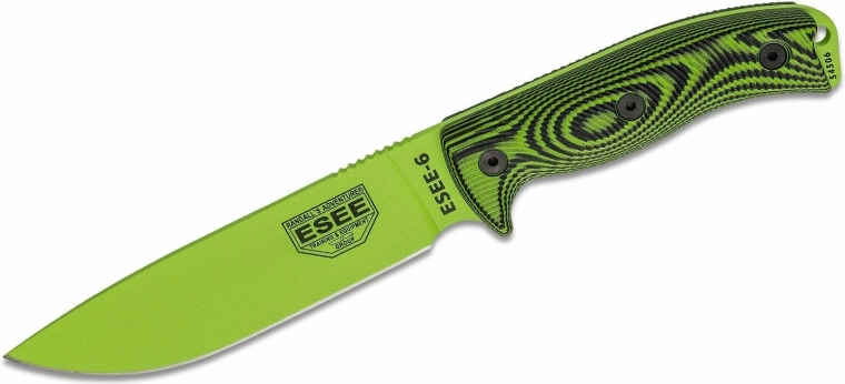 ESEE Model 6 Venom overlevelseskniv 16,5 cm, neon-sortgrøn, G10, skede