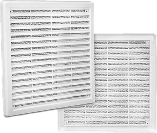 Ventilationsrist med net 300 × 300 mm, hvid