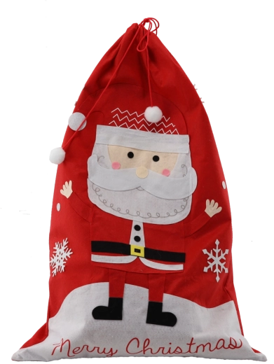 Julesæk i filt med motiv af Julemanden 60 × 90 cm