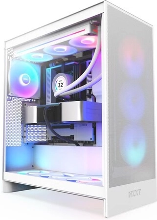 NZXT H7 Flow RGB hvid PC-kabinet (mid-tower, 2024)