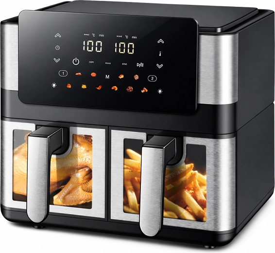 Varmluftfriture (air fryer) med to kurve 8 l (4+4 l) 2000 W, 12 programmer