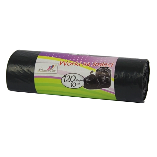 Ekstra stærke affaldsposer 120 l med snøre, sorte (10 stk)