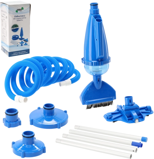 Poolstøvsuger til rengøring af pool med aluminiumsstang og 5 m slange