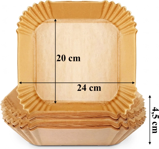 Papirindsatser til varmluftfriture Air Fryer 20 × 20 cm, 100 stk.