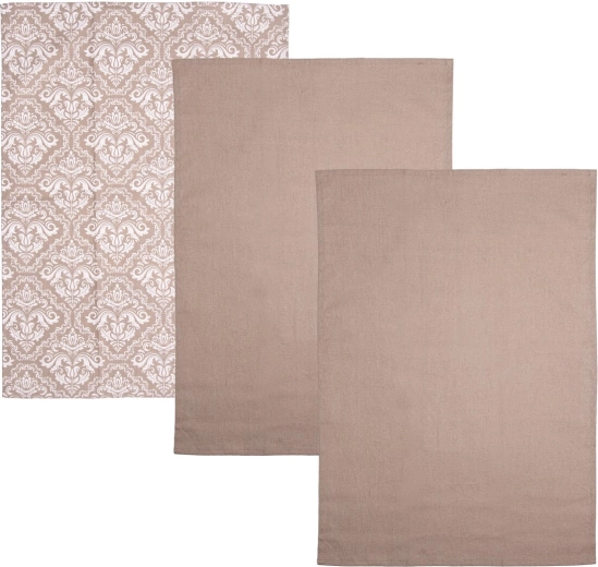 Bomuldskøkkenhåndklæder beige 3 stk.