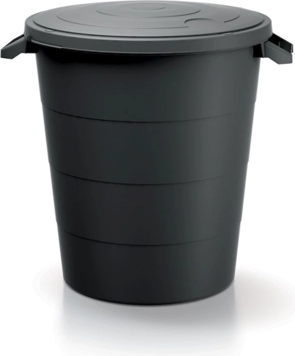 Plastbeholder med låg og håndtag 120 l – genanvendt sort