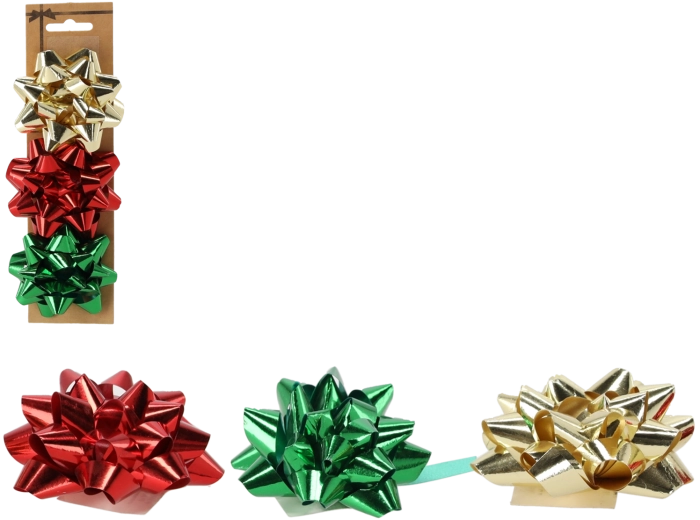 Sæt med gavebåndssløjfer 7,5 cm – rød, guld og grøn