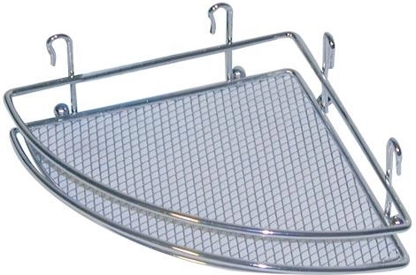 Hjørne-badeværelseshylde af forkromet gitter 18 × 18 × 5 cm