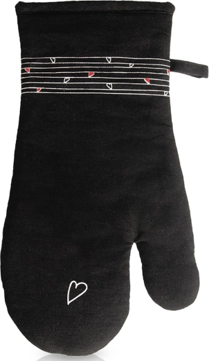 Bomuldsgrydelap med magnet, sort Hjerte 32 cm
