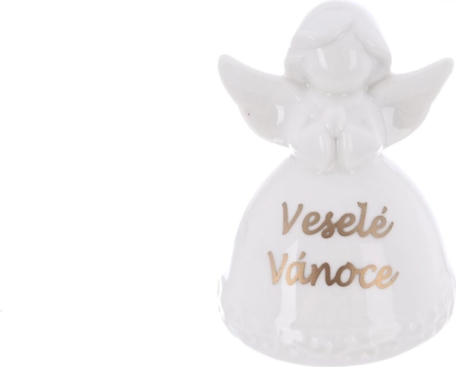 Porcelænsengel Glædelig Jul hvid