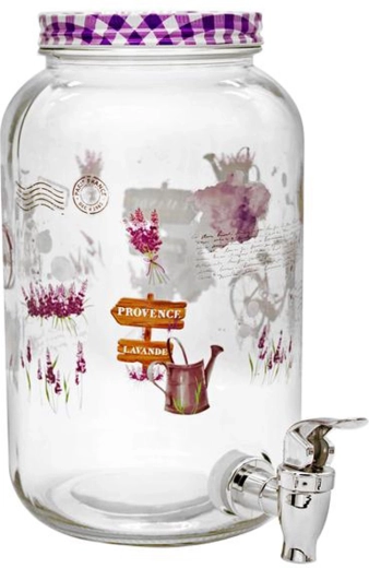 Glas drikkedispenser med hane TORO 3 l Lavendel