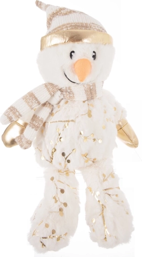 Siddende plys-snemandsfigur hvid 28 cm