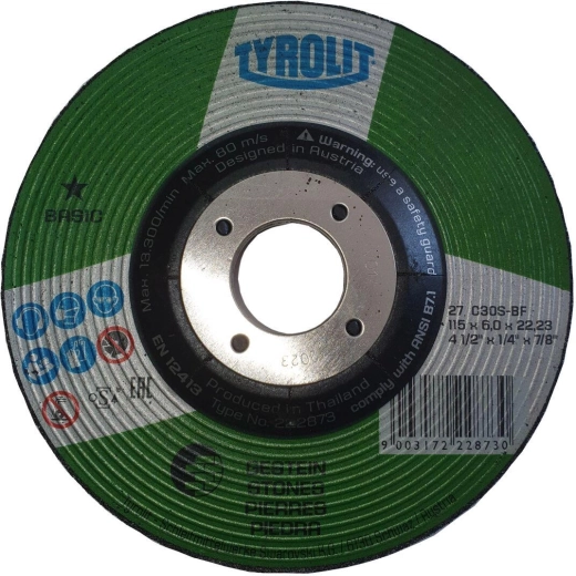 Slibeskive til støbejern og sten 115 × 6 × 22,2 mm