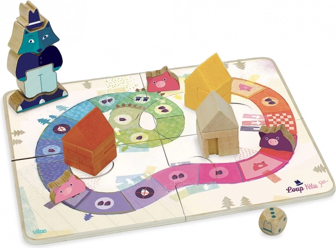 Vilac spil De tre små grise – kooperativt træbordspil for børn