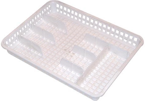 Bred bestikbakke i plast 35 × 26 × 4,5 cm, hvid