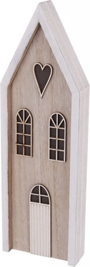 Dekorativt træhus, beige, 9 × 3 × 30 cm