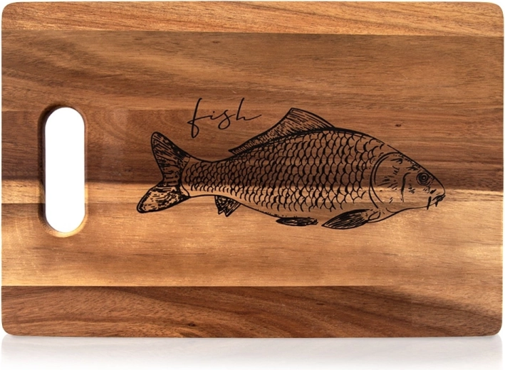 Skærebræt i akacietræ 36 × 24 cm med håndtag